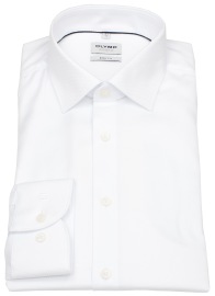 OLYMP Hemd - Level Five Body Fit - Struktur - extra blickdicht - weiß