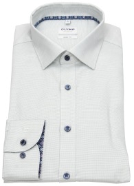 OLYMP Shirt - Level Five Body Fit - Structure - Contrast Buttons - Light Green