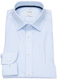 OLYMP Shirt - Level Five Body Fit - Vichychecked - Blue / White