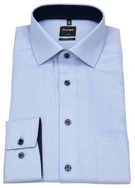 OLYMP Shirt - Luxor Modern Fit - Faux Uni - Light Blue / White - w/o OP