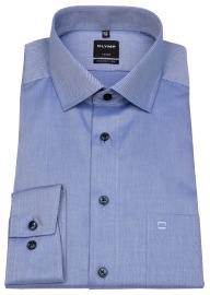 OLYMP Hemd - Luxor Modern Fit - Feintwill - blickdicht - blau / weiß - ohne OVP