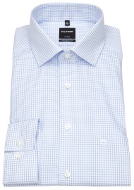 OLYMP Shirt - Luxor Modern Fit - Twill - Fine Checked - Light Blue / White - w/o OP
