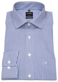 OLYMP Shirt - Luxor Modern Fit - Twill - Striped - Blue / White - 69cm Sleeve - w/o OP