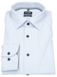 OLYMP Hemd - Modern Fit - 24/7 Climate Control - Kontrastknöpfe - hellblau