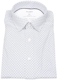 OLYMP Shirt - Modern Fit - 24/7 Flex Jersey - Print - Blue / White