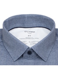 OLYMP Hemd - Modern Fit - 24/7 Flex Jersey - Print - dunkelblau / weiß - Thumbnail ID: arimq8s4w9