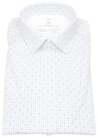 OLYMP Hemd - Modern Fit - 24/7 Flex Jersey - Print - weiß / blau - ohne OVP