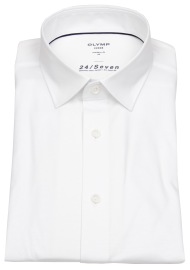 OLYMP Shirt - Modern Fit - 24/7 Flex Jersey - White - w/o OP