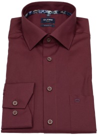 OLYMP Shirt - Modern Fit - Chambray - Dark Red - Extra Long Sleeve 69cm