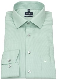 OLYMP Shirt - Modern Fit - Faux Uni Structure - Green - w/o OP