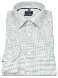 OLYMP Hemd - Modern Fit - Kentkragen - Print - grün / weiß