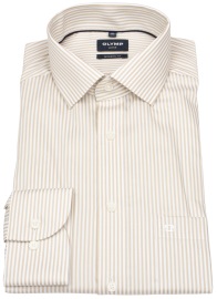 OLYMP Hemd - Modern Fit - Kentkragen - Streifen - beige / weiß