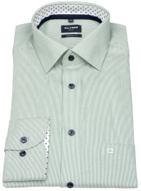 OLYMP Hemd - Modern Fit - Kentkragen - Streifen - grün / weiß