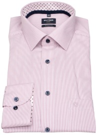 OLYMP Hemd - Modern Fit - Kentkragen - Streifen - rot / weiß