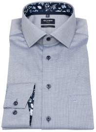 OLYMP Shirt - Modern Fit - Kent Collar - Structure - Dark Blue - w/o OP