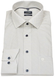 OLYMP Hemd - Modern Fit - Print - Kontrastknöpfe - blau / beige - ohne OVP