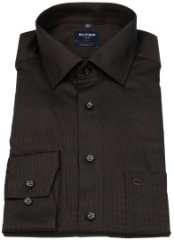 OLYMP Hemd - Modern Fit - Struktur - braun / schwarz - extra langer 69cm Arm