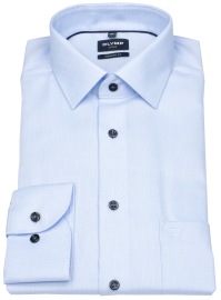 OLYMP Hemd - Modern Fit - Struktur - Kontrastknöpfe - hellblau