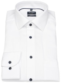 OLYMP Hemd - Modern Fit - Struktur - Kontrastknöpfe - weiß
