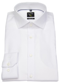 OLYMP Shirt - No. Six Super Slim Fit - Twill - Striped - White - w/o OP