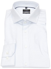 OLYMP Shirt - No. Six Super Slim - Checked - Light Blue - Extra Long Sleeve 69cm