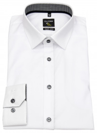 OLYMP Shirt - No. Six Super Slim - Contrast Buttons - White - Extra Extra Long Sleeve 69cm
