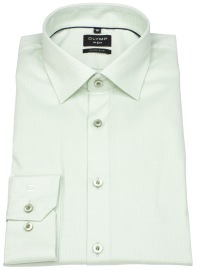 OLYMP Hemd - No. Six Super Slim - Struktur - grün - extra langer 69cm Arm