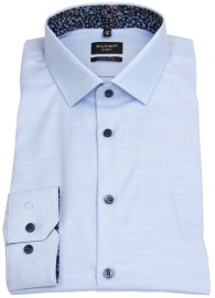 OLYMP Shirt - No. Six Super Slim - Structure - Light Blue - Extra Long Sleeve 69cm