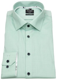 OLYMP Shirt - No. Six Super Slim - Structure - Contrast Buttons - Green
