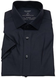 OLYMP Short Sleeve Shirt - Level 5 Body Fit - 24/7 Climate Control Shirt - Black - w/o OP