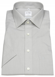 OLYMP Short Sleeve Shirt - Luxor Comfort Fit - Chambray - Light Grey - w/o OP