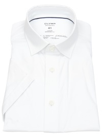 OLYMP Kurzarmhemd - Modern Fit - 24/7 Flex Jersey - weiß - ohne OVP