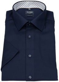 OLYMP Kurzarmhemd - Modern Fit - Struktur - dunkelblau