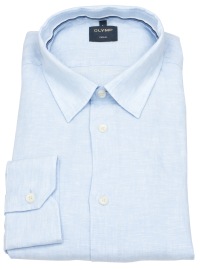 OLYMP Leinenhemd - Regular Fit - Casual - Kentkragen - hellblau
