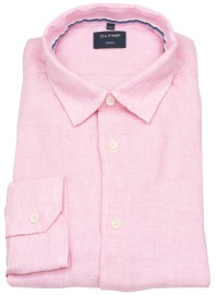 OLYMP Leinenhemd - Regular Fit - Casual - Kentkragen - rosé