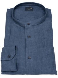 OLYMP Leinenhemd - Regular Fit - Casual - Stehkragen - dunkelblau