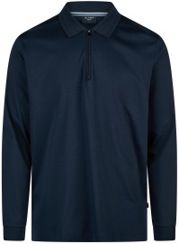 OLYMP Poloshirt - Regular Fit - Langarm - Reissverschluss - Interlock Jersey - dunkelblau