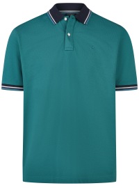 OLYMP Poloshirt - Regular Fit - Piqué - Kontrastkragen - grün