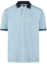 OLYMP Poloshirt - Regular Fit - Piqué - Kontrastkragen - hellblau