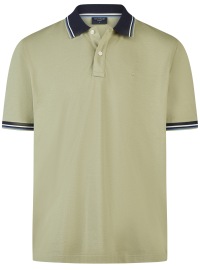 OLYMP Poloshirt - Regular Fit - Piqué - Kontrastkragen - limonengrün