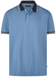 OLYMP Poloshirt - Regular Fit - Piqué - Kontrastkragen - rauchblau