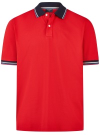 OLYMP Poloshirt - Regular Fit - Piqué - Kontrastkragen - rot