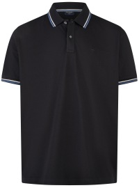 OLYMP Poloshirt - Regular Fit - Piqué - Kontrastkragen - schwarz