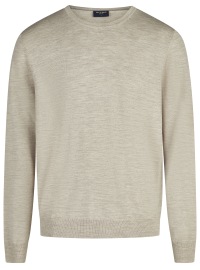 OLYMP Pullover - Regular Fit - Merinowolle - Rundhals - beige