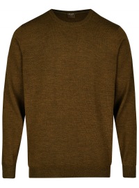 OLYMP Pullover - Regular Fit - Merinowolle - Rundhals - braun