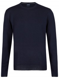 OLYMP Pullover - Regular Fit - Merinowolle - Rundhals - dunkelblau