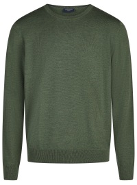 OLYMP Pullover - Regular Fit - Merinowolle - Rundhals - dunkelgrün