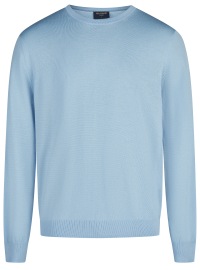 OLYMP Pullover - Regular Fit - Merinowolle - Rundhals - hellblau