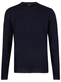 OLYMP Pullover - Regular Fit - Merinowolle - V-Ausschnitt - dunkelblau