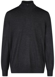 OLYMP Pullover - Troyer mit Reissverschluss - Merinowolle - anthrazit